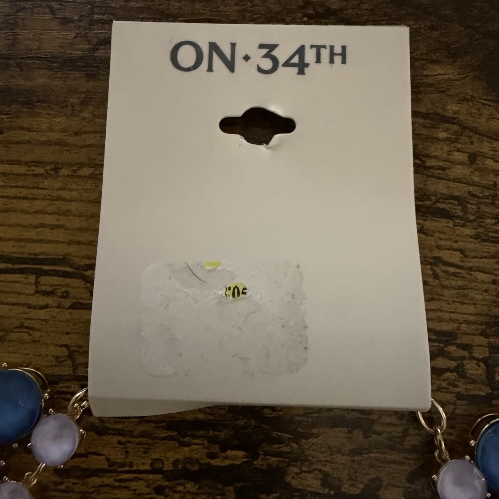 CLASSY ON 34th Two Tone Blue Stone Necklace/Bib 16"-18" NWT Ret $59.50 - Picture 3 of 6
